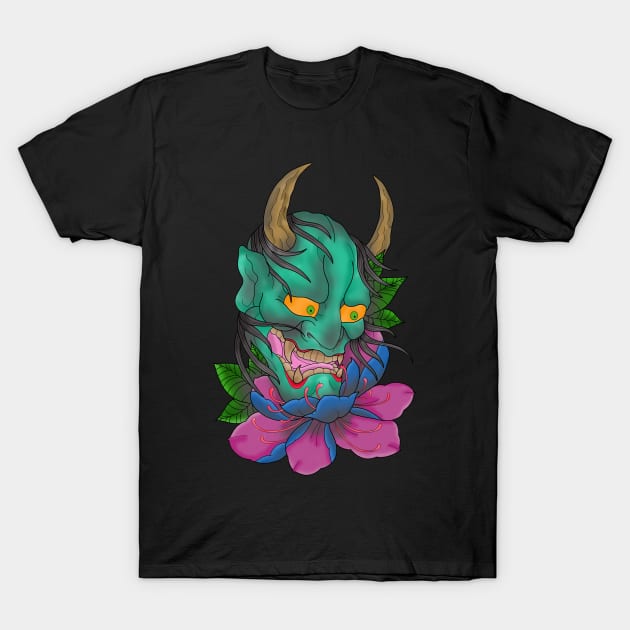 Hannya Peony T-Shirt by BDART13